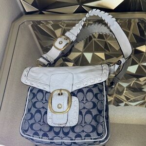 vintage Coach Bleecker Denim Signature Flap Bag.